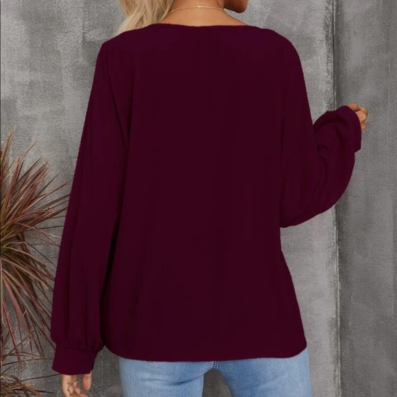 Boho dusty pink V neck button detail blouse - Picture 12 of 15